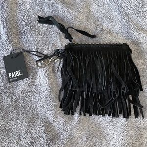 📍NWT📍Paige Pippa Black Suede Fringe Coin Purse